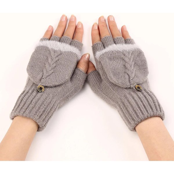 Guantes De Lana Sin Dedos Para Mujer, De Punto, Con Dedos Descubiertos, Gruesos, CáLidos Y Gruesos, Para Invierno One Size-image