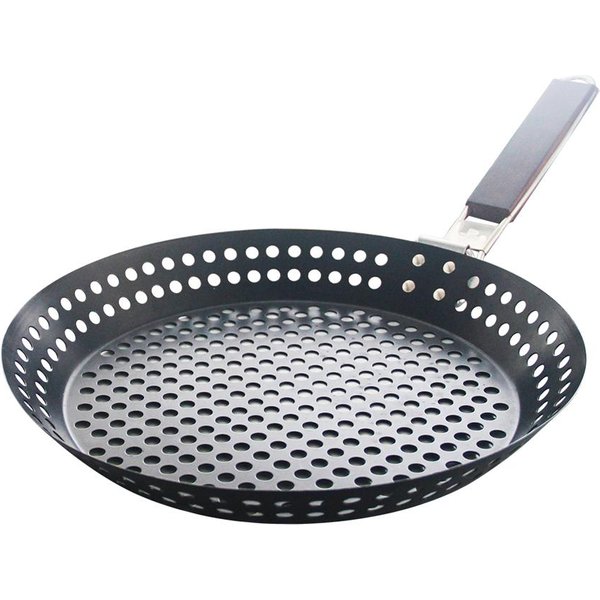 SartéN Para Asar A La Parrilla De Metal Antiadherente Con Mango De Madera Plegable, SartéN Para Parrilla Con Agujeros ExtraíBles Varios Colores-image