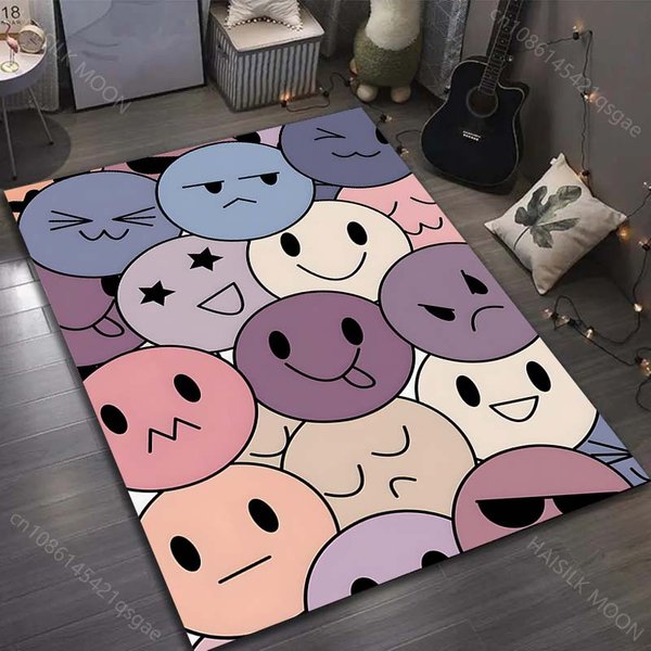 WybóR Wielu RozmiaróW Kreatywny WzóR UśMiechnięTej Buzi Dywan Do Salonu Sypialni Sofa Dekoracja Domu AntypośLizgowa Mata PodłOgowa DużY Rozmiar 40X60Cm (16X24In) Gray-image