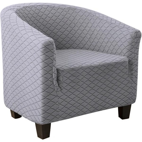 Funda Para SillóN Tipo Tina Club NóRdico Color SóLido A Cuadros Fundas EláSticas Para SillóN Hogar Fundas Para Sofá Individual Para Estudio Barra De Bar El Gray-image