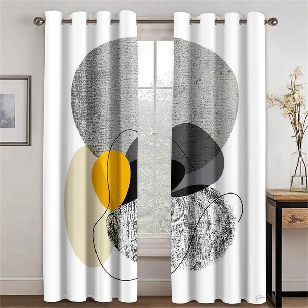 Abstrakcyjna Sztuka Geometryczna Nowoczesna Boho Estetyczna Elegancja ZasłOny ZasłOny Okienne Do Salonu Sypialnia Kuchnia 2 Sztuki Dekoracja 50W60H(Cm)X2&Grommet Top-image