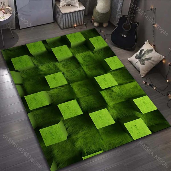 TróJwymiarowy Zielony SześCian Iluzja Dywan DużY Dywan Do Salonu Sypialni Sofa Stół Mata PodłOgowa WystróJ Domu Prezent 50X80Cm (20X31In)-image