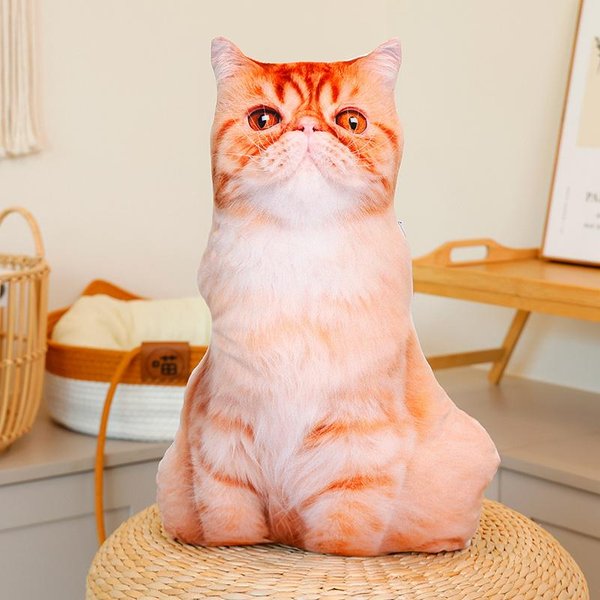 MuñEco De Gato 3D Realista De Peluche Suave Dibujos Animados SimulacióN Gato MuñEco De Trapo Peluche CojíN Relleno Kawaii Animales De Peluche Juguete CojíN-image