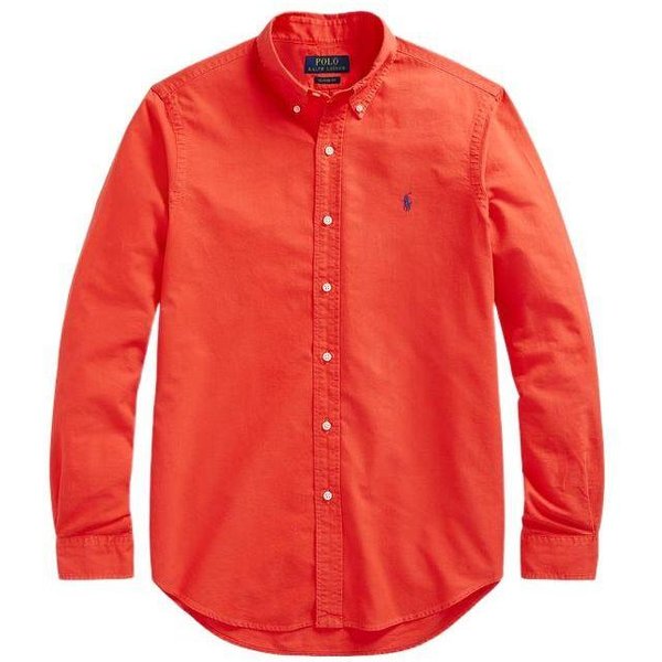 Polo Ralph Lauren Camisa De Manga Larga Con Cuello Polo De Color SóLido Para Hombre Camisas Rojo RL14548-600 M-image