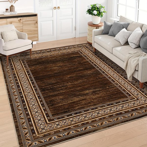 Luksusowy Boho Chenille Perski Dywanik – MożNa Prać W Pralce Kwiatowy Dywan Do Salonu Sypialni Przedpokoju, Szary Czarny Mata PodłOgowa 80X120Cm(31X46In)-image