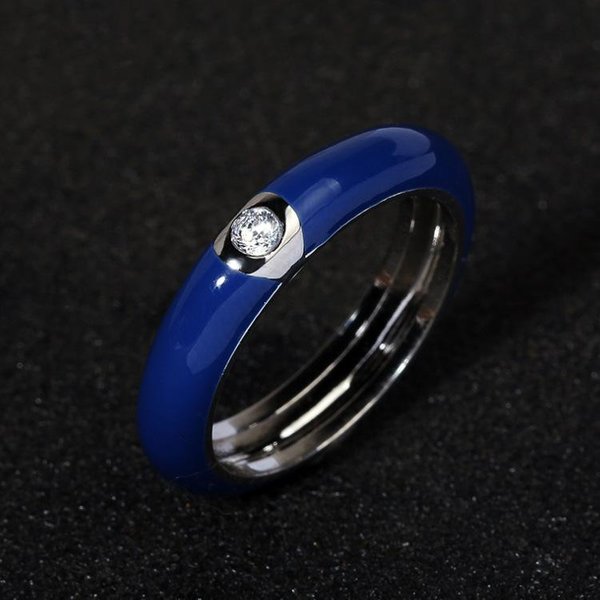 Anillo Creativo Para Mujer Europeo Y Americano Retro Esmalte De Color Anillo Minimalista Chapado En Oro No. 7 Blue-image