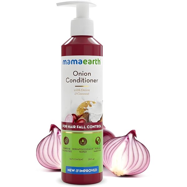 Mamaearth Acondicionador De Cebolla 250 Ml Paquete De 1 | Control De La CaíDa Del Cabello, Soporte Del Crecimiento Y Suavidad Con Aceite De Coco White-image