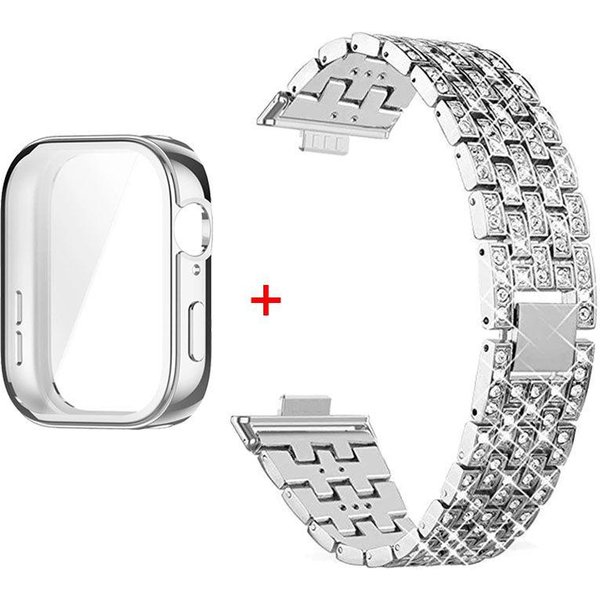 Diamentowy Pasek+Etui Do Huawei Watch Fit 4 Pasek Do Smartwatcha Dla Huawei Watch Fit 4 Pro Bransoletka Dla Huawei Watch Fit3 Metalowa Bransoleta Correa A-Huawei Watch Fit 4Pro-image