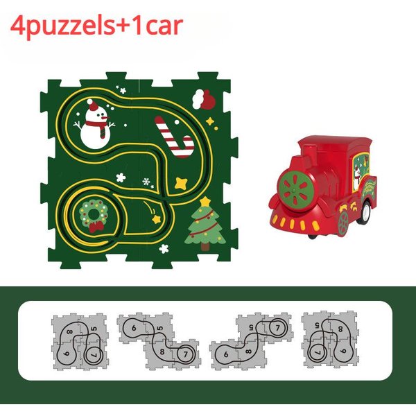 Tren EléCtrico De Rompecabezas Carreras Riel Coche Modelo Juguete Educativo NiñOs Coche De Pista Rompecabezas Juguete Aventura Cerebro Juego Interactivo Black-image