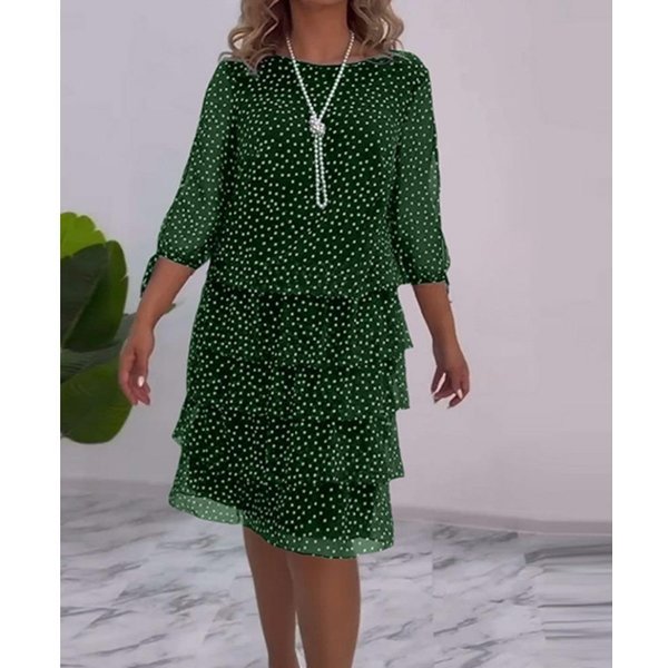 Hnxc Moda Damska Lato Wiosna KróTki RęKaw O-Neck Sukienki Casualowe S Zielony-image