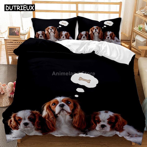 Precioso Juego De Cama DáLmata Para Perro 3D De Lujo Juegos De Funda NóRdica EdredóN Ropa De Cama TamañO Queen King Individual Animal Mascota Blanco Negro US Twin(172X218Cm)-image