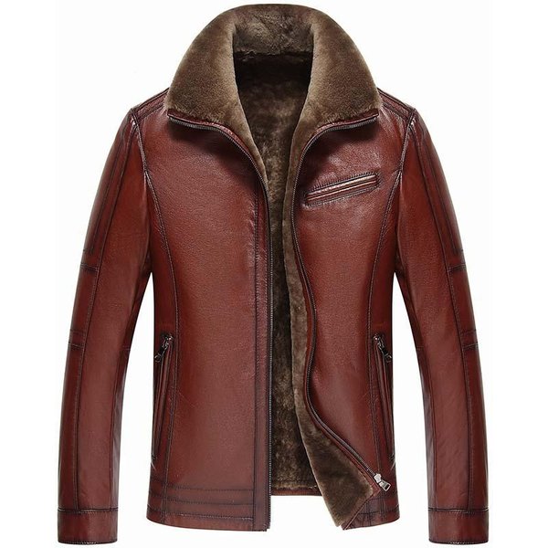 Nueva Chaqueta De Cuero De Invierno Chaqueta Corta De Cuero Para Hombre Solapa Engrosada Chaqueta Casual 5XL-image