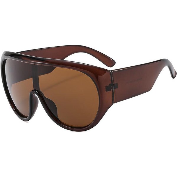 Gafas De Sol CláSicas De Lujo Con Montura Grande Para Mujer Color Té Cuadradas Estilo Piloto Gafas UV400 Frescas Para Hombre Gafas De Una Pieza 1PC-image