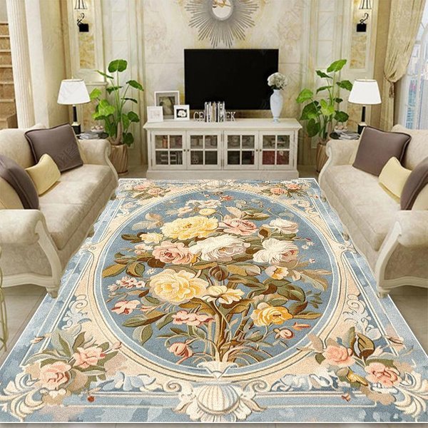 Alfombras De DecoracióN Retro Estilo Europeo Alfombras Sala De Estar PatróN De Flores Alfombras ÁRea De Sofá Pasillo Alfombra Felpudo Dormitorio Vestidor Suelo Antideslizante 60*90Cm Brown-image