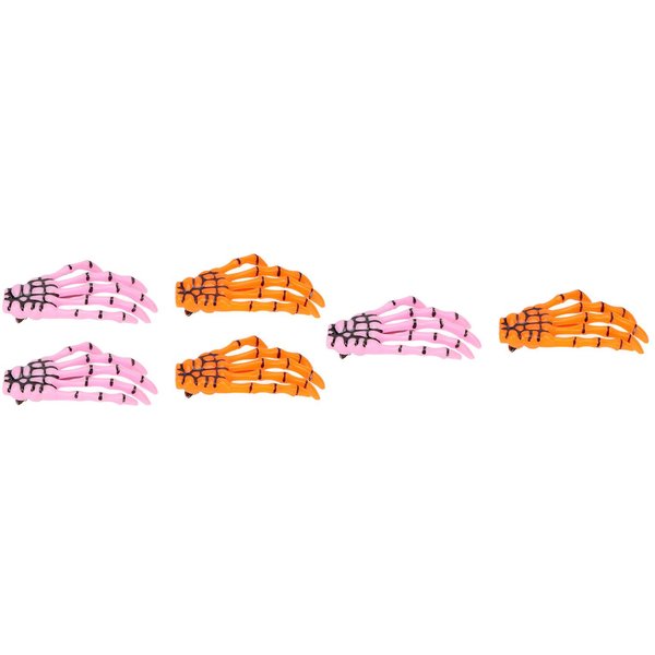 6 Piezas Rosa Naranja Halloween Manos De Esqueleto Hueso Pinzas Para El Cabello Decorativas Set De Pinzas Para El Cabello De Hueso De Mano Orange-image