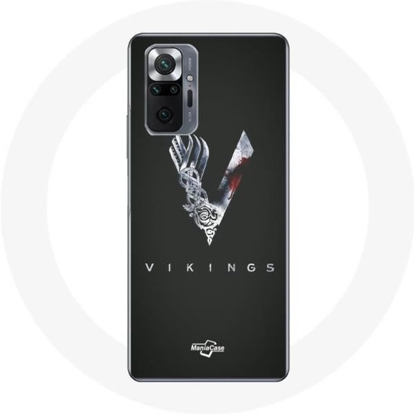 Funda Para Xiaomi Redmi Note 10 Pro Vikingos Serie Temporada 6 Logo V Espada Gris Fondo Negro-image