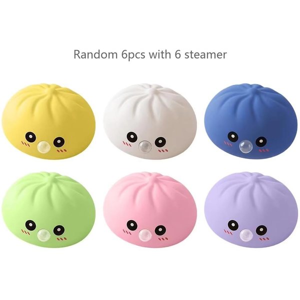 Zabawka Do śCiskania PierożKi DmuchająCe BańKi Zestaw PierożKóW Squishies Ze Parowarem Nowe PierożKi DmuchająCe BańKi, RozciąGliwe Fidget Sensoryczne Yellow-image