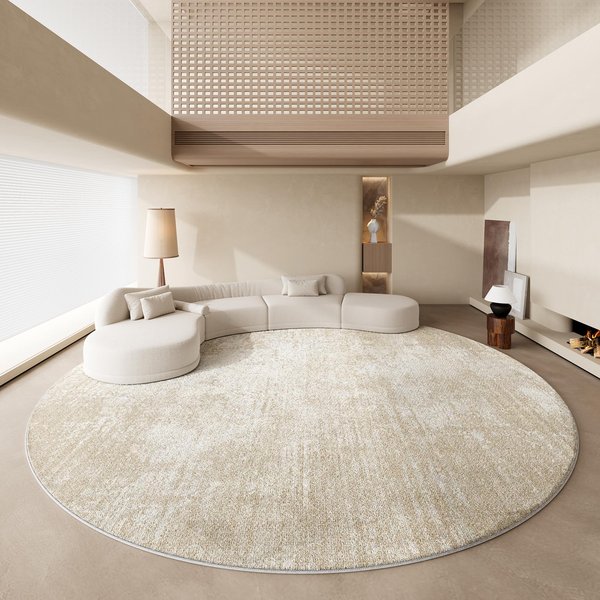 Alfombras Estilo Crema Para Dormitorio Alfombra Mullida Suave De Noche DecoracióN De Sala De Estar De Lujo Ligero Alfombra Redonda Alfombra Gruesa De Felpa Para El Hogar 80X80Cm-image
