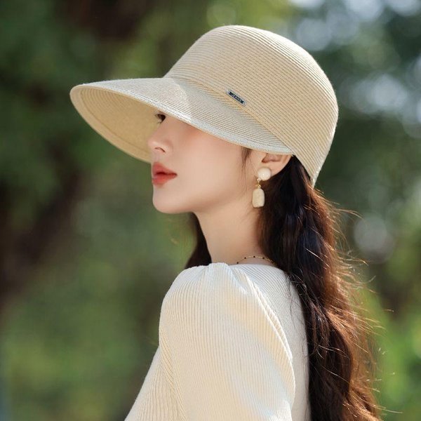 Sombrero Verano Nueva Moda Gorra Transpirable Sombrero De Paja Sombrero Para El Sol Viaje Playa Sombrero De Cubo Sombrero Para El Sol Beige-image