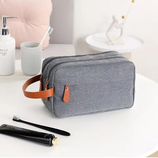 Bolso De Tocador Nuevo Y Moderno De Gran Capacidad, Bolsa De Almacenamiento PortáTil, Bolso De Mano Plegable Para Colgar Para Hombre, De Viaje Gris-image