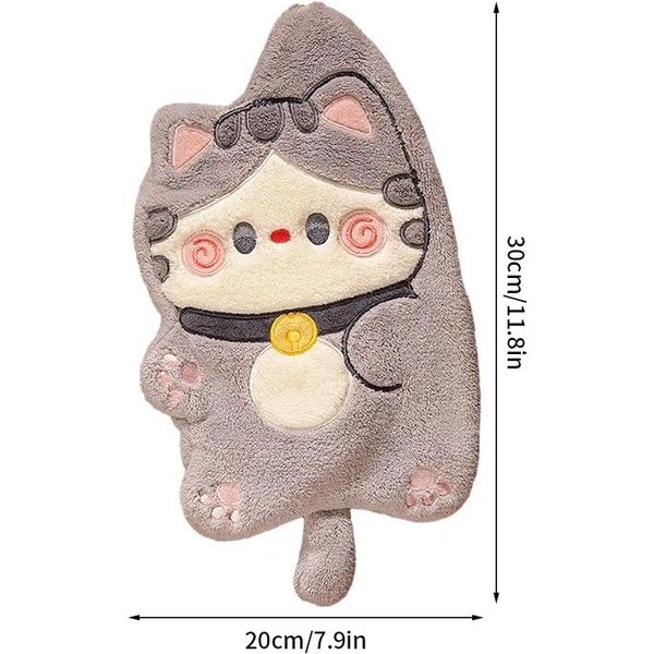 Gato De Dibujos Animados Para Abrazar Puede Colgar Toalla De Mano Toalla Absorbente PañO De Cocina PañO De Cocina Lindo Toalla PequeñA Fuerte Absorbente Lindo Gris-image