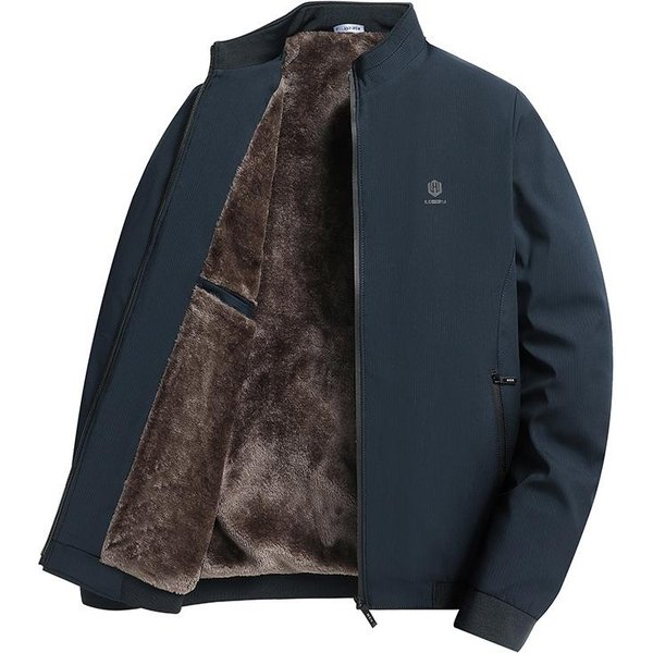 Invierno Nuevo Chaqueta Gruesa De Terciopelo Para Hombre De Mediana Edad, Cuello Mao, CáLida Y Ligera Para Negocios, Chaqueta Para Hombre Para Papá De Mediana Edad Y Anciano 4XL Black-image