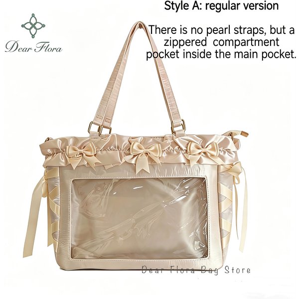 Nueva Bolsa Cruzada Y2K Con Lazo De Cinta, Bolso De Hombro Transparente De Gran Capacidad Para Chicas Dulces, Bolso De Mano Para ExhibicióN Diy, Bolso Tote De SatéN Para Dama-image