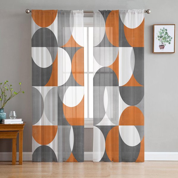 Nordycki Retro ŚRedniowieczny Geometryczny Abstrakcyjny Woal Przezroczyste ZasłOny Salon Okno Tiulowa ZasłOna Kuchnia Sypialnia ZasłOny WystróJ Domu 135W X 114H(Cm) White-image