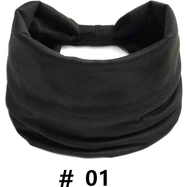 Opaski Na GłOwę Dla Kobiet BawełNiane Szerokie Opaski Do WłOsóW Do Jogi I ćWiczeń Elastyczne Sportowe Opaski Na GłOwę Turban Bandana Bandaż Akcesoria Do WłOsóW Black-image