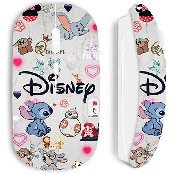Mysz Bezprzewodowa - Disney - Stitch, Ariel, Dumbo - BiałA - Optyczna - PrzenośNa-image
