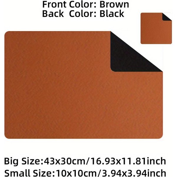 Mantel Individual De Cuero Para El Hogar, Mantel Individual De Doble Cara Rectangular Con Aislamiento, Mantel Individual Impermeable Para Restaurante, Hotel, Comida Occidental 43X30 Cm-image