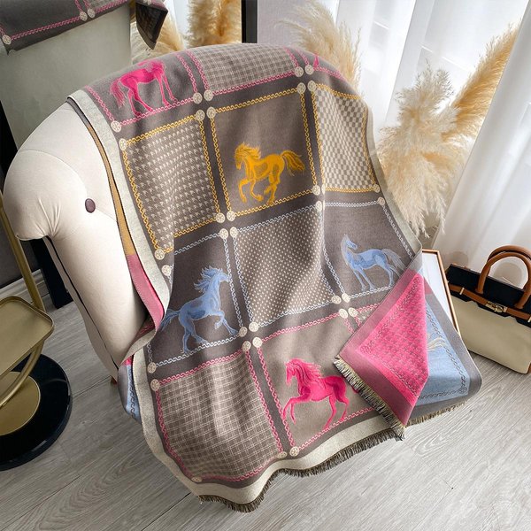 Luksusowy Damski MięKki Zimowy Szalik Kaszmirowy Modny Koń CiepłY Szal I Chusta Bandana Szaliki Pashmina One Size Gray-image