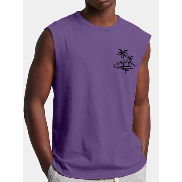 Camiseta Sin Mangas De Verano Para Hombre, Camiseta Sin Mangas Transpirable Informal De Talla Grande Para Surf Y Playa, Camiseta Holgada Con Estampado, Camiseta Para Hombre Xxxl PúRpura-image