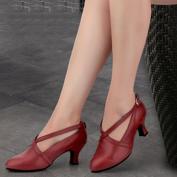 ŚRedni Obcas 5,5 Cm Damskie Buty Do TańCa Buty Do TańCa Latynoskiego Nowoczesne Buty Do TańCa Towarzyskiego 36 Czerwony-image