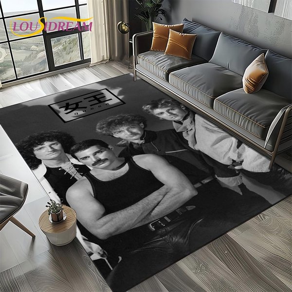 CláSicos Queen-Banda De Rock Freddie Alfombra Para Sala De Estar Dormitorio Hogar DecoracióN De Sofá, Alfombra Para ÁRea Infantil Alfombra De Piso Antideslizante 70X100Cm( 27X39In )-image