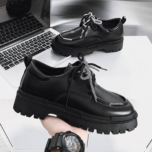 Zapatos Casuales Para Hombre Moda CóModos Zapatos De Plataforma Resistentes Al Desgaste Antideslizantes Con Cordones Zapatos De Vestir Negros Mocasines Para Hombre 44 Gray-image