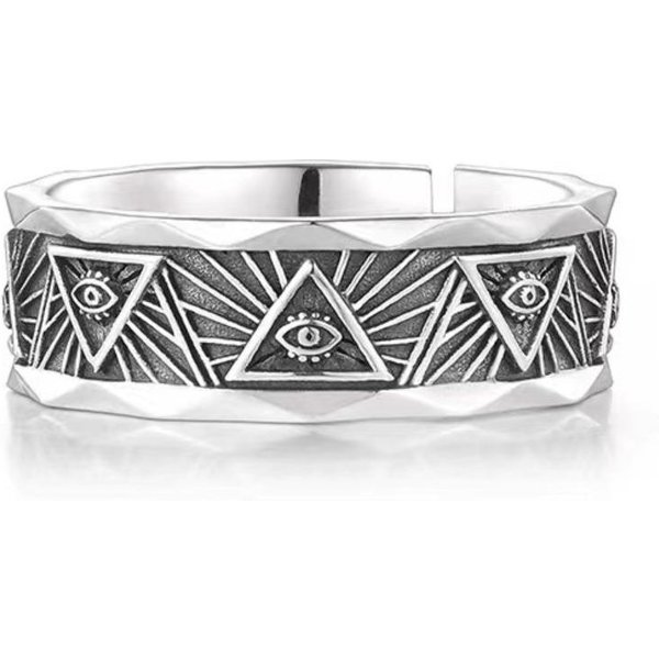 Anillo Ojo De Dios Ajustable, JoyeríA Punk De Acero Inoxidable Para Mujeres Hombres, Ajuste CóModo Uso Diario Idea De Regalo Adjustable-image