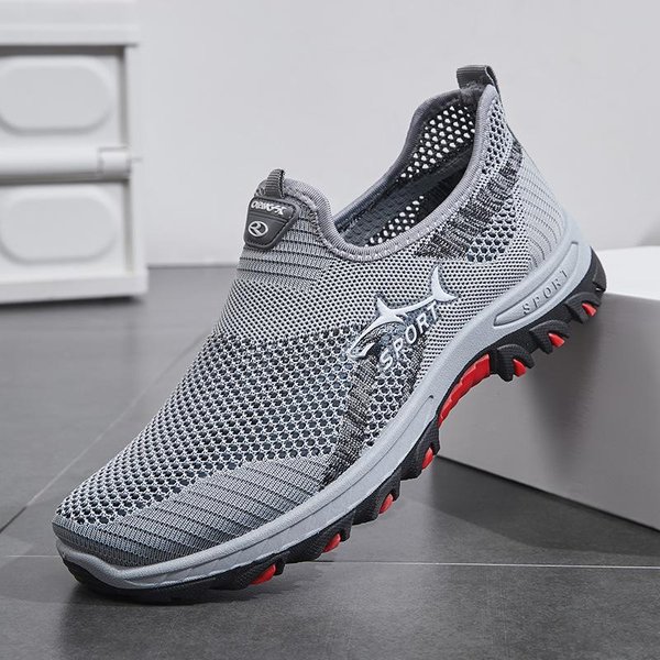 MęSkie Buty Z Siateczką Lekkie, Wygodne MęSkie Trampki Wsuwane Buty Na PłAskim Obcasie Mokasyny 46 Gray-image