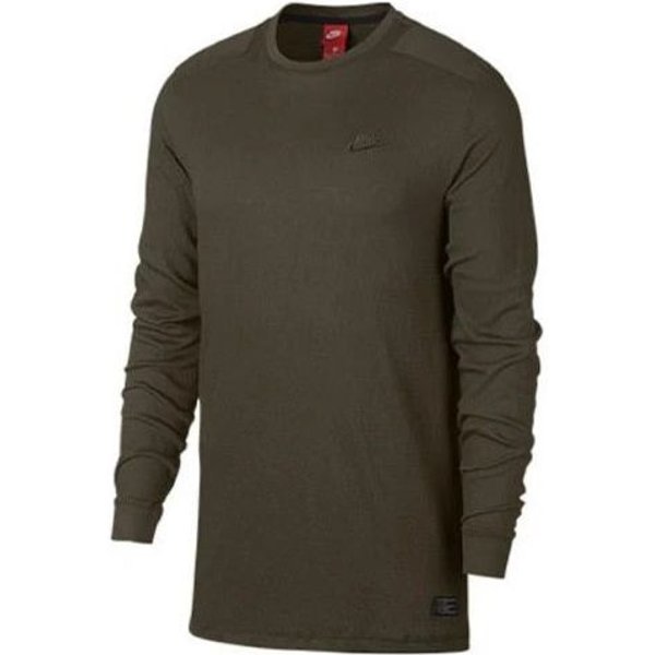 Camiseta De Manga Larga Con Logo De Color SóLido Nike Para Hombre Tops Verde Militar 925441-325 XL Black-image
