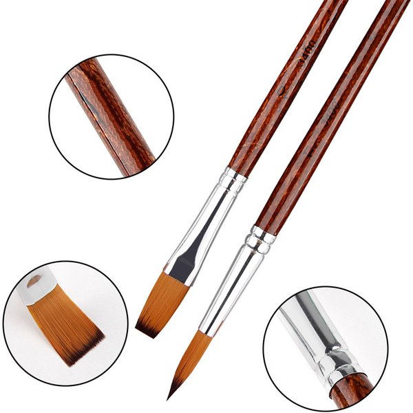 Juego De 10 Pinceles Para Pintura Al ÓLeo Mango De Madera Cerdas De Nylon Agarre Suave Y CóModo Pinceles Para Acuarela Para Brown-image