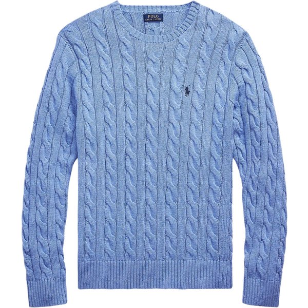 Polo Ralph Lauren Sweter MęSki Z Haftowanym Logo, Z OkrąGłYm Dekoltem, DłUgim RęKawem, Dzianina Warkoczowa 710775885-006 2XL Gray-image
