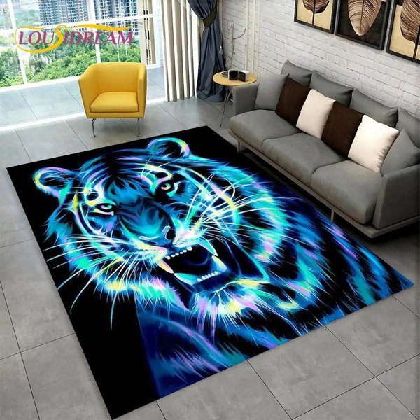 Alfombra De ÁRea 3D Leopardo Guepardo Tigre LeóN Lobo, Alfombra De Alfombra Para Sala De Estar Dormitorio Sofá Felpudo DecoracióN, Alfombra De Piso Antideslizante Para Cocina 40X60Cm(15X23In)-image