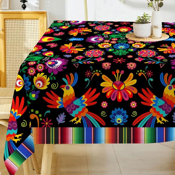 Mantel Rectangular De CempasúChil Mexicano Para DecoracióN De Mesa Cocina Comedor Impermeable Reutilizable Mantel Para Mesas Fiesta Picnic 100X160Cm Red-image