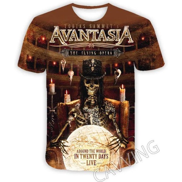 Avantasia Banda Hip-Hop Rock ImpresióN 3D Deporte Secado RáPido Transpirable Camiseta Para Hombre Calle Casual Moda MúSica CláSica Manga Corta Top L-image