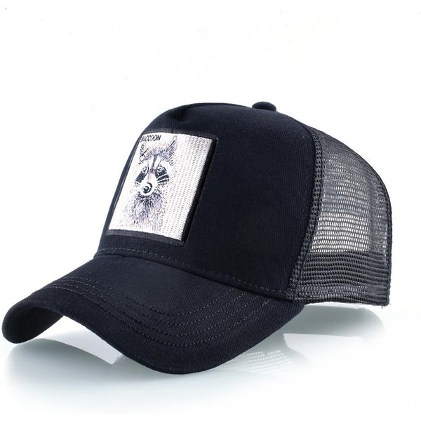 Unisex Czarna Czapka Baseballowa Z Naszywką Z Haftowanymi ZwierzęTami Dla MężCzyzn Kobiet Modna Snapback Hip Hop Trucker Regulowana OddychająCa Black-image