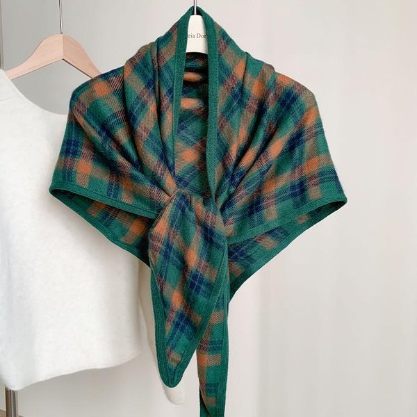Moda Bufanda Chal Grande Triangular De Cuadros De Invierno Para Mujer Bufanda De Cuello CáLida De Punto VersáTil Bufandas CáLidas Triangulares One Size Black-image