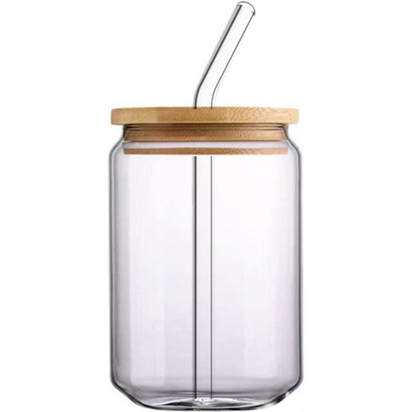 Vaso De Vidrio De 550 Ml/400 Ml Con Tapa Y Pajita, Transparente, Para Té Con Burbujas, Vaso Para Jugo, Lata De Cerveza, Vasos Para Leche, Moca, Taza Para Desayuno, ArtíCulos Para Beber Clear-image
