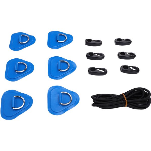 Kit De ReparacióN De Parche Con Anilla En D De Acero Inoxidable Triangular Con Ganchos De Cuerda EláStica Parche De PVC Con Anilla En D Para Bote Inflable Balsa Dinghy-image