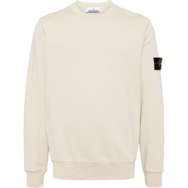 Stone Island Jednolita Bluza Z OkrąGłYm Dekoltem I Logo, DłUgi RęKaw, MęSka, BeżOwa 811563051-V0097 XL-image