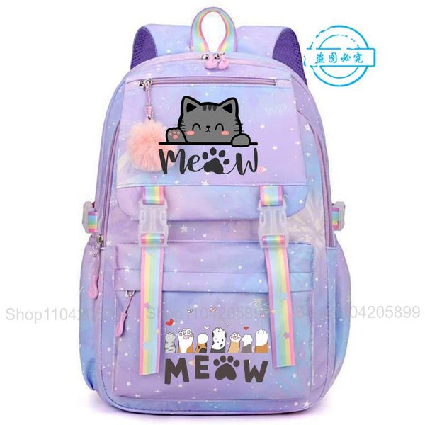 Mochila Linda De Gatos Apilados Mochila Divertida Para NiñAs Bolso Escolar Dibujos Animados Anime Mochila Escolar Para Estudiantes Regalo Mochila Para Viajes Casuales 16 Inches-image